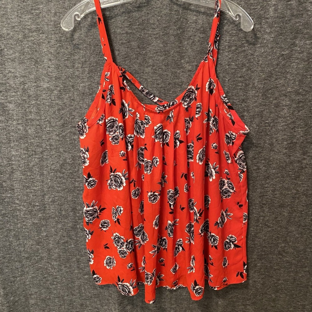 Torrid Top Women 3 3X Red Rose Sleeveless Strappy‎ Adjustable Flowy Swing Tank